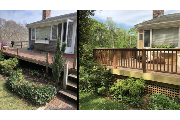 New deck and stairs -- before and after