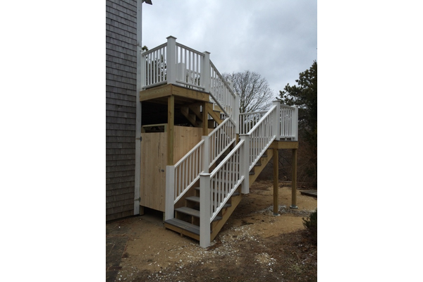 New deck, stairs and outdoor bathroom